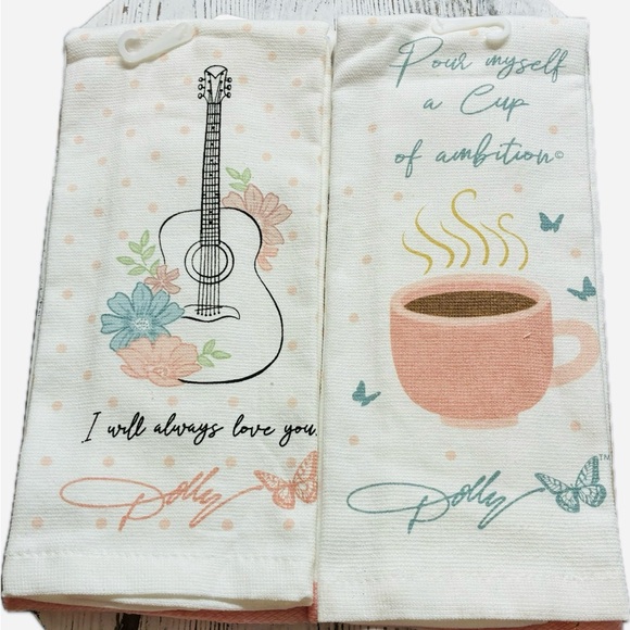 Dolly Parton Other - Dolly Parton Kitchen Towels NEW W/ Tags Set I Will Always Love you Cup of Ambiti